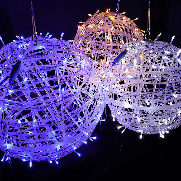 Moderne Art Deco Solvannavstøtende Veving Ball Hengende PVC Plast LED Utendørs Lys Landskapsbelysning For Hage | Luvikno