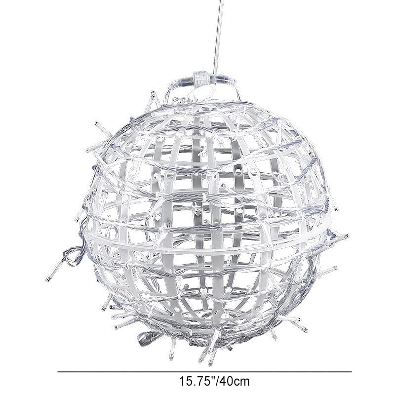 Moderne Art Deco Solvannavstøtende Veving Ball Hengende PVC Plast LED Utendørs Lys Landskapsbelysning For Hage | Luvikno