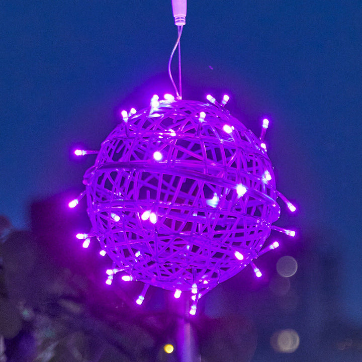 Moderne Art Deco Solvannavstøtende Veving Ball Hengende PVC Plast LED Utendørs Lys Landskapsbelysning For Hage | Luvikno