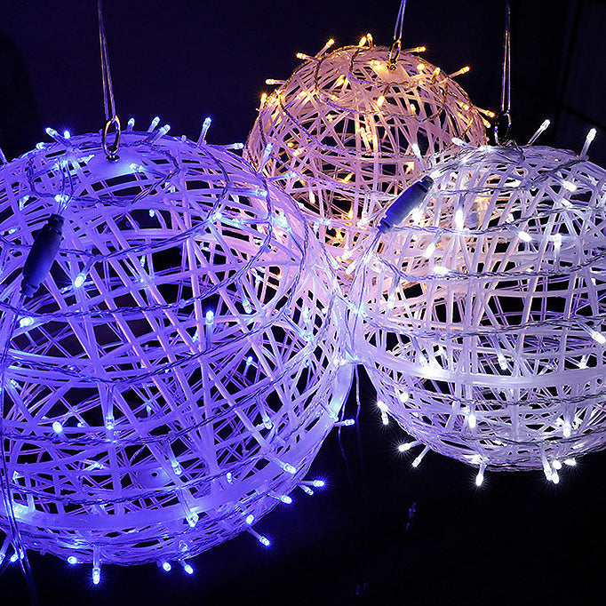 Moderne Art Deco Solvannavstøtende Veving Ball Hengende PVC Plast LED Utendørs Lys Landskapsbelysning For Hage | Luvikno