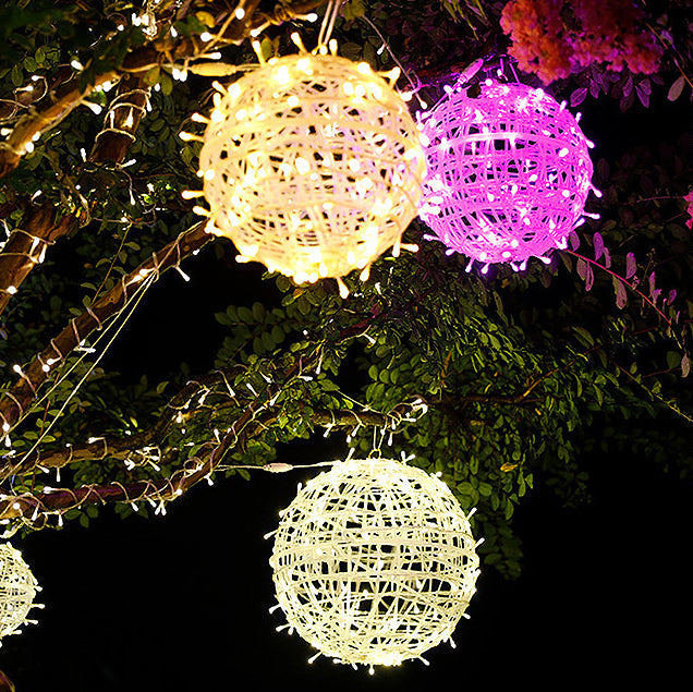 Moderne Art Deco Solvannavstøtende Veving Ball Hengende PVC Plast LED Utendørs Lys Landskapsbelysning For Hage | Luvikno