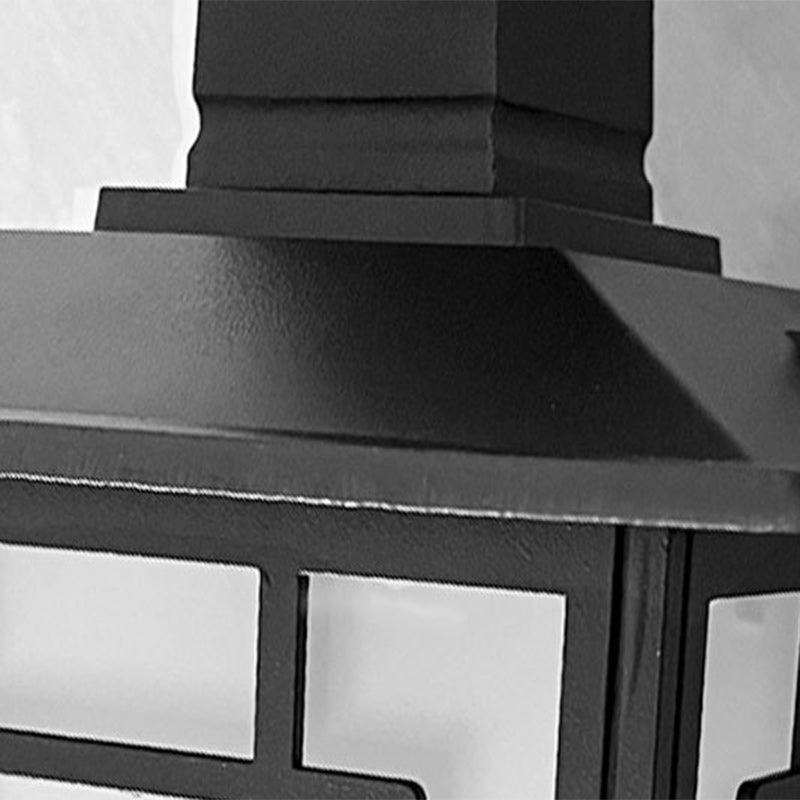 Tradisjonell kinesisk vanntett jern aluminiums glass sylinder pergola 1-lykt semi-flush montering taklampe utendørs lys for utendørs terrasse | Luvikno