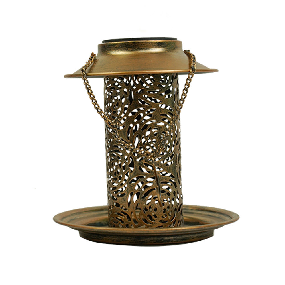 Moderne Retro Solar Vanntett Jern Fuglemater Hengende Uhullet Lantern LED Utendørs Lys Landskapsbelysning For Hage | Luvikno