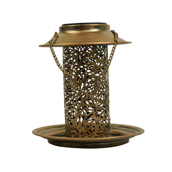 Moderne Retro Solar Vanntett Jern Fuglemater Hengende Uhullet Lantern LED Utendørs Lys Landskapsbelysning For Hage | Luvikno
