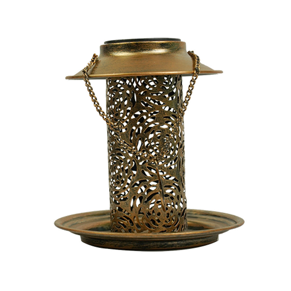 Moderne Retro Solar Vanntett Jern Fuglemater Hengende Uhullet Lantern LED Utendørs Lys Landskapsbelysning For Hage | Luvikno