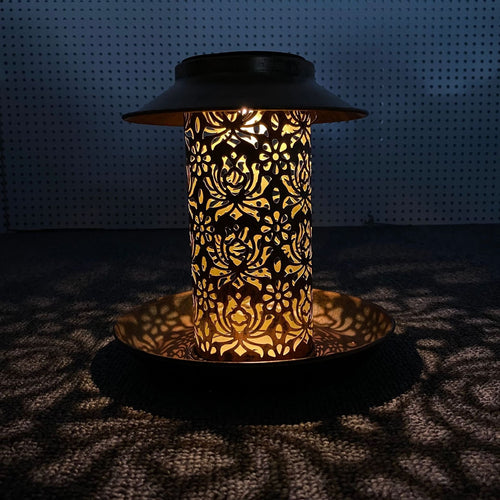 Moderne Retro Solar Vanntett Jern Fuglemater Hengende Uhullet Lantern LED Utendørs Lys Landskapsbelysning For Hage | Luvikno