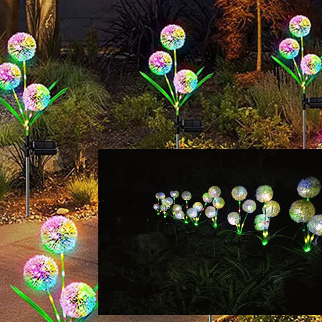 Moderne Art Deco Sol Vannavstøtende Rustfritt Stål ABS Kobbertråd Dandelion Plante Ball Bakke Plugg LED Utendørs Lys Landskapsbelysning For Hage | Luvikno