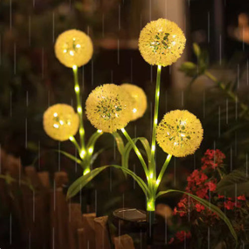 Moderne Art Deco Sol Vannavstøtende Rustfritt Stål ABS Kobbertråd Dandelion Plante Ball Bakke Plugg LED Utendørs Lys Landskapsbelysning For Hage | Luvikno