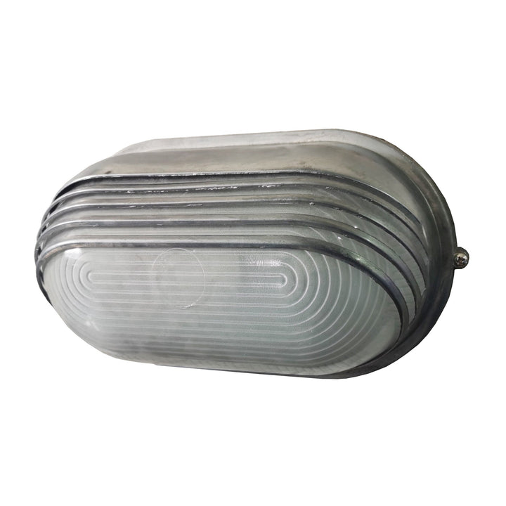 Moderne Industriell Vanntett Aluminiums Glass Frosted Oval Stripet 1-Lys Vegglampe For Utendørs Terrasse | Luvikno