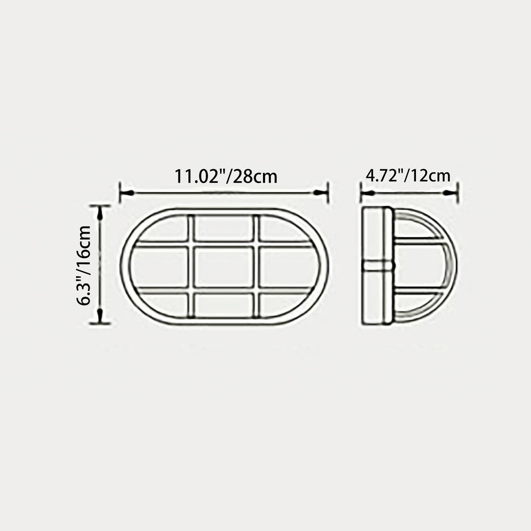 Moderne Industriell Vanntett Aluminiums Glass Frosted Oval Stripet 1-Lys Vegglampe For Utendørs Terrasse | Luvikno