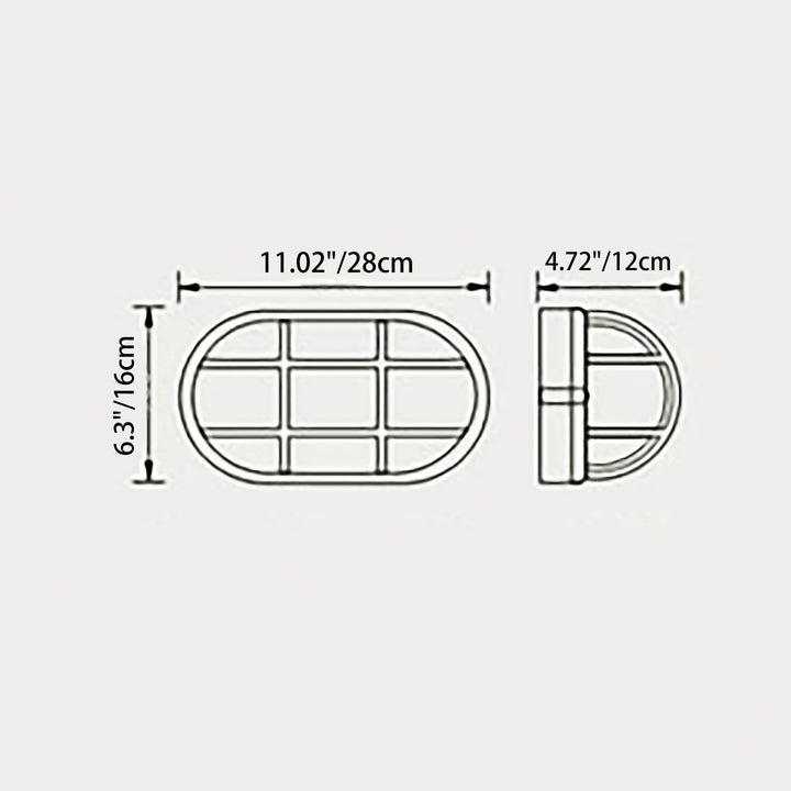 Moderne Industriell Vanntett Aluminiums Glass Frosted Oval Stripet 1-Lys Vegglampe For Utendørs Terrasse | Luvikno