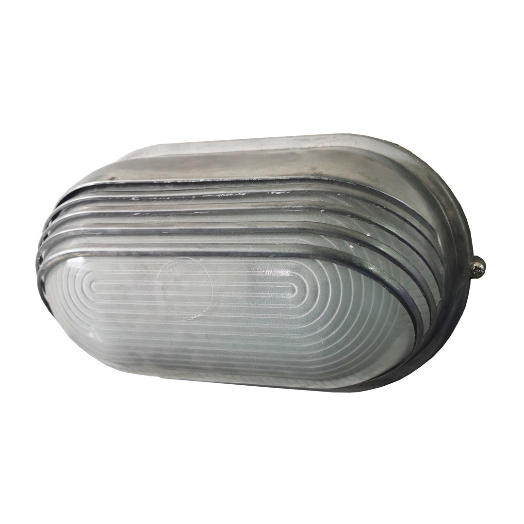Moderne Industriell Vanntett Aluminiums Glass Frosted Oval Stripet 1-Lys Vegglampe For Utendørs Terrasse | Luvikno