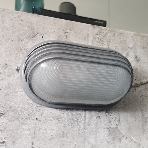 Moderne Industriell Vanntett Aluminiums Glass Frosted Oval Stripet 1-Lys Vegglampe For Utendørs Terrasse | Luvikno