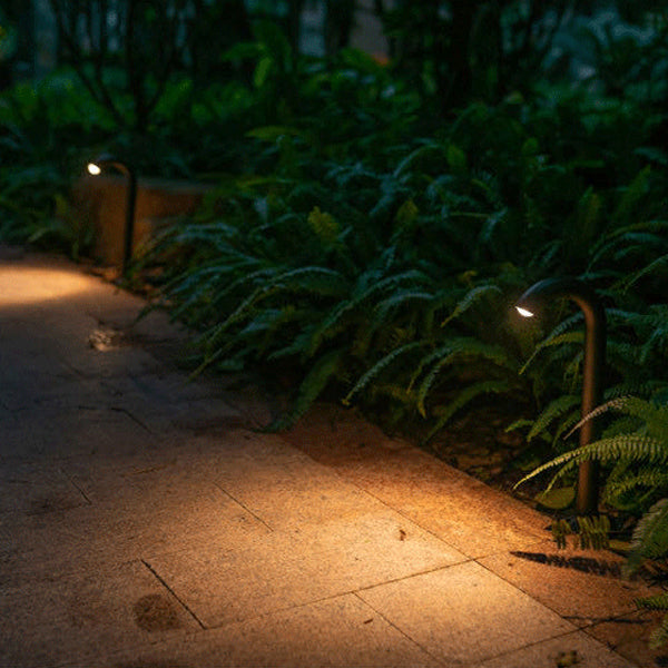 Moderne Industrielle Vanntette Aluminium Forsterket Glass Bøyde Rør LED Utendørs Lys Landskapsbelysning For Hage | Luvikno