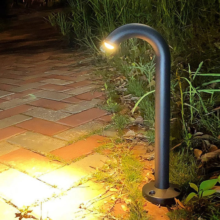 Moderne Industrielle Vanntette Aluminium Forsterket Glass Bøyde Rør LED Utendørs Lys Landskapsbelysning For Hage | Luvikno