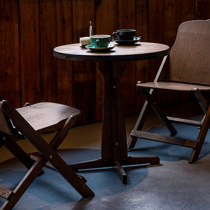 Moderne Retro Massivtre Plywood & Jern Rund Firkantet Kaffebord Og Stolsett For Balkong & Stue | Luvikno