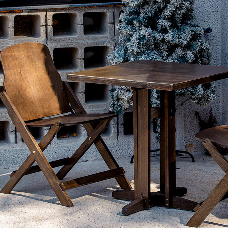 Moderne Retro Massivtre Plywood & Jern Rund Firkantet Kaffebord Og Stolsett For Balkong & Stue | Luvikno