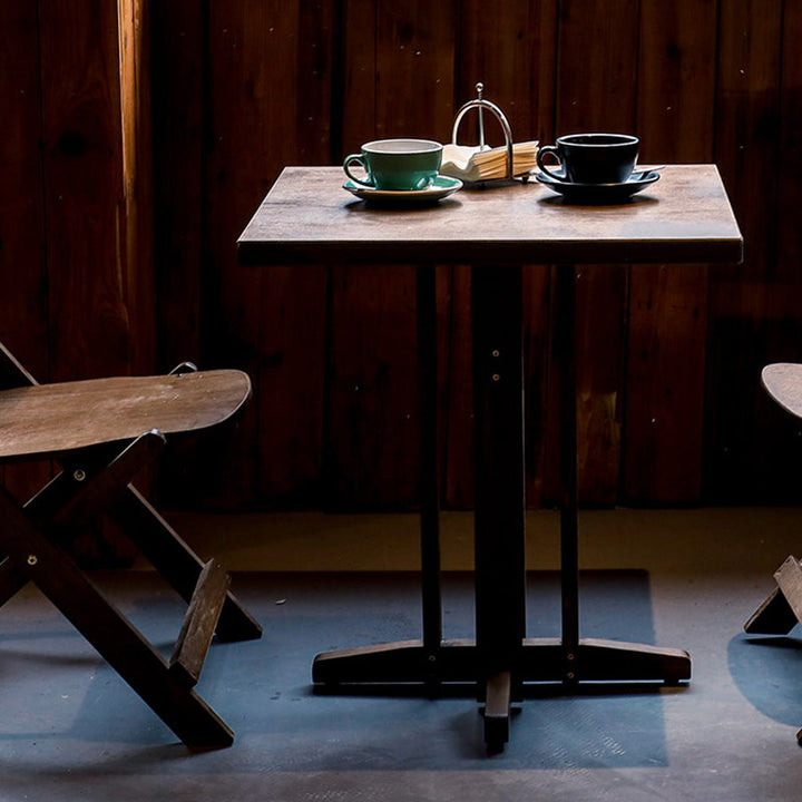 Moderne Retro Massivtre Plywood & Jern Rund Firkantet Kaffebord Og Stolsett For Balkong & Stue | Luvikno