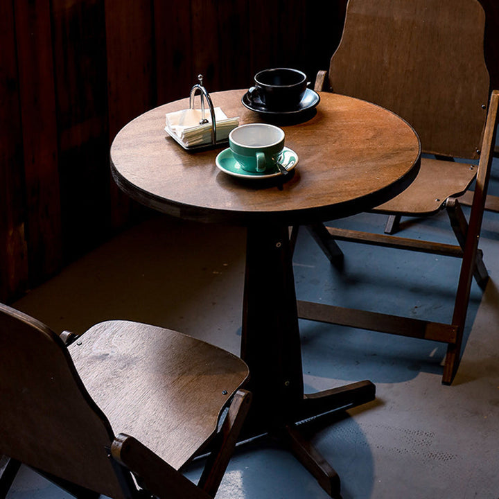 Moderne Retro Massivtre Plywood & Jern Rund Firkantet Kaffebord Og Stolsett For Balkong & Stue | Luvikno