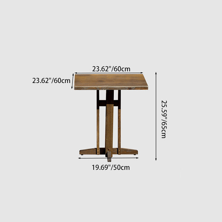 Moderne Retro Massivtre Plywood & Jern Rund Firkantet Kaffebord Og Stolsett For Balkong & Stue | Luvikno
