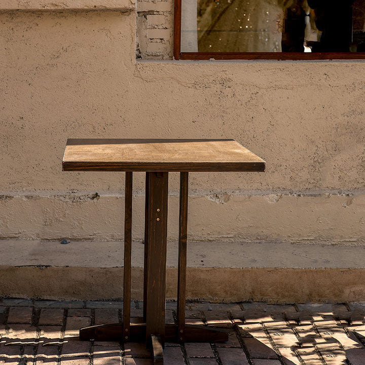 Moderne Retro Massivtre Plywood & Jern Rund Firkantet Kaffebord Og Stolsett For Balkong & Stue | Luvikno