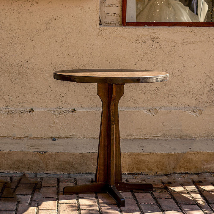 Moderne Retro Massivtre Plywood & Jern Rund Firkantet Kaffebord Og Stolsett For Balkong & Stue | Luvikno