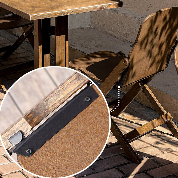 Moderne Retro Massivtre Plywood & Jern Rund Firkantet Kaffebord Og Stolsett For Balkong & Stue | Luvikno