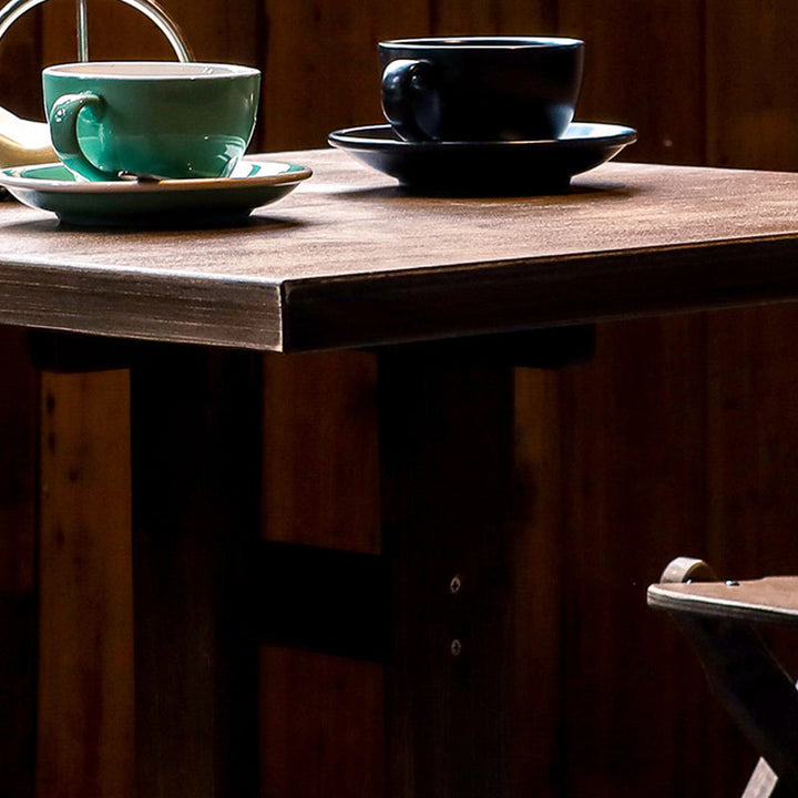Moderne Retro Massivtre Plywood & Jern Rund Firkantet Kaffebord Og Stolsett For Balkong & Stue | Luvikno
