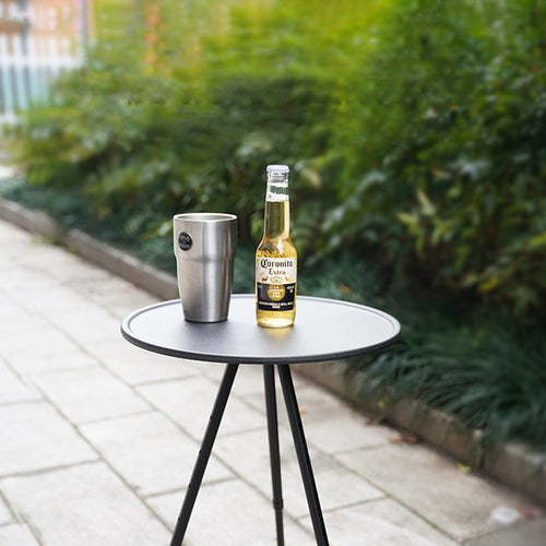 Moderne minimalistisk rund akrylonitril-butadienstyren plast karbonstål høydejusterbar sammenleggbar endebord 1-lag for utendørs terrasse | Luvikno