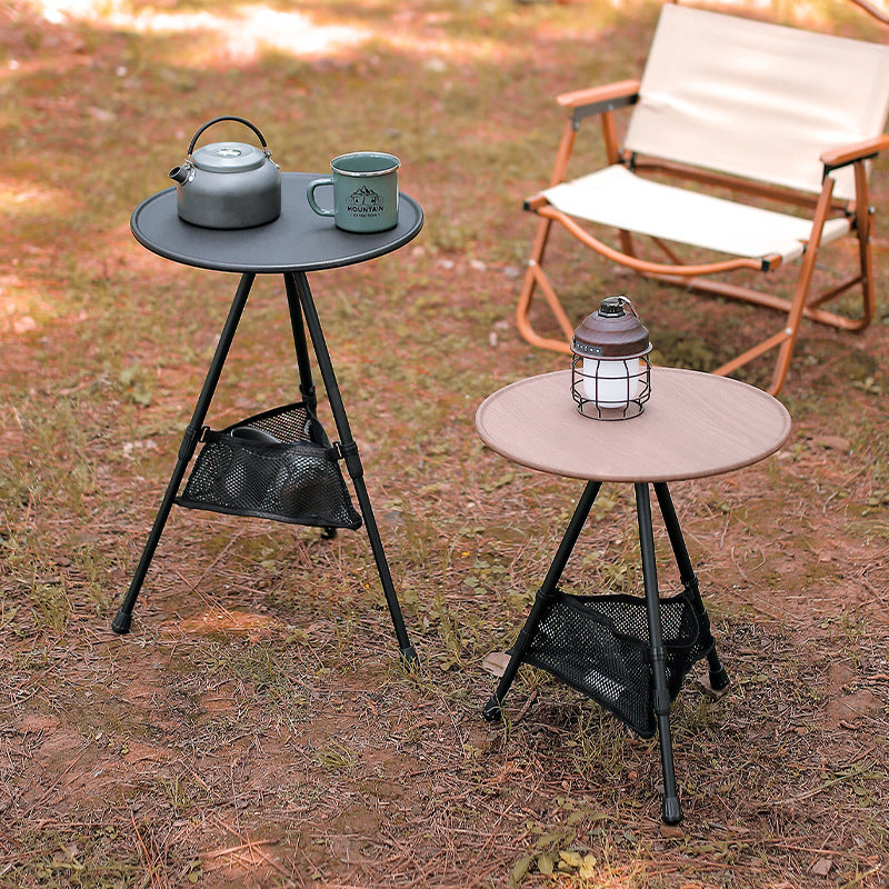 Moderne Enkelhet Aluminiumlegering ABS Rund Sammenleggbar Utendørs Kaffebord 1-Brett Lommelykt Holder For Utendørs | Luvikno