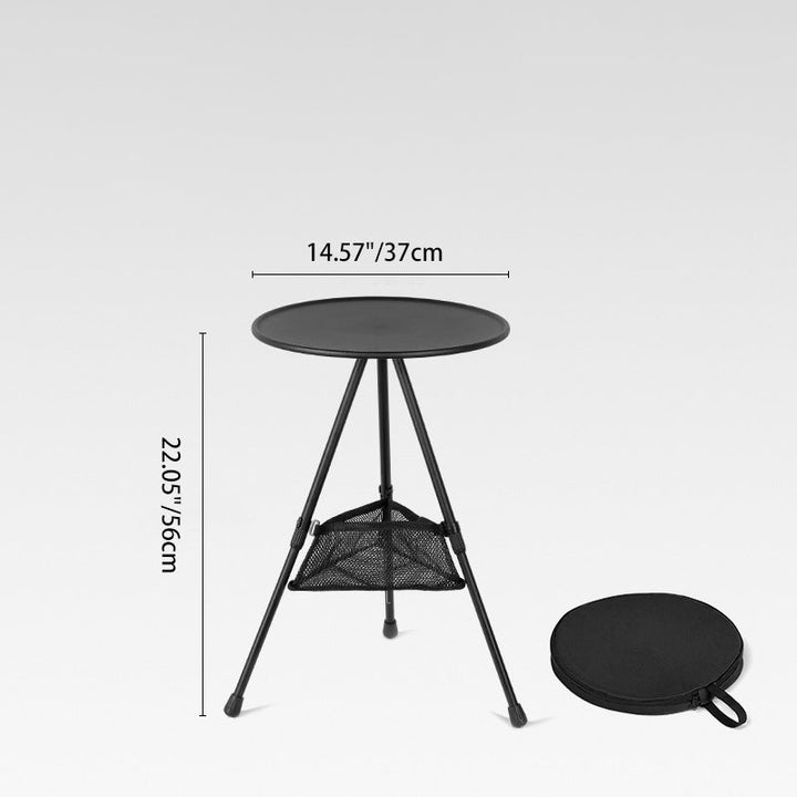 Moderne Enkelhet Aluminiumlegering ABS Rund Sammenleggbar Utendørs Kaffebord 1-Brett Lommelykt Holder For Utendørs | Luvikno