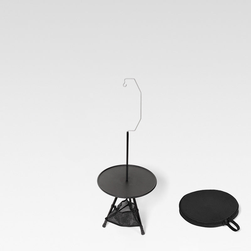 Moderne Enkelhet Aluminiumlegering ABS Rund Sammenleggbar Utendørs Kaffebord 1-Brett Lommelykt Holder For Utendørs | Luvikno