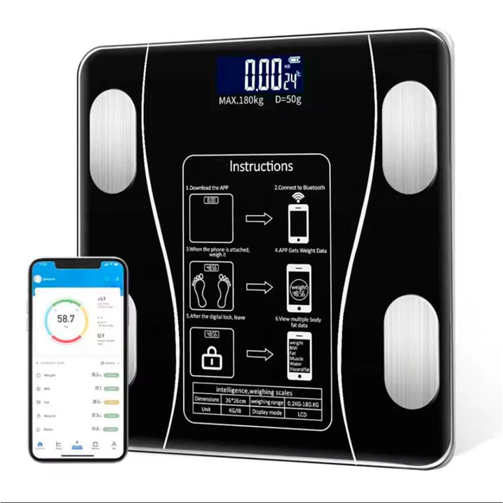 Kroppsskala (180 kg) Pro - BMI-funksjon & Bluetooth | Luvikno