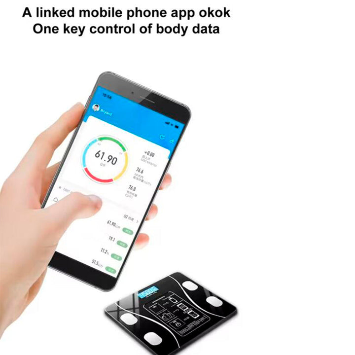 Kroppsskala (180 kg) Pro - BMI-funksjon & Bluetooth | Luvikno