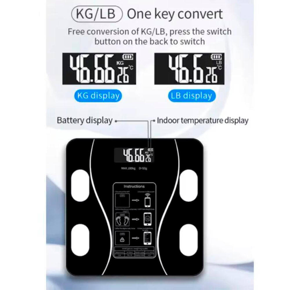 Kroppsskala (180 kg) Pro - BMI-funksjon & Bluetooth | Luvikno