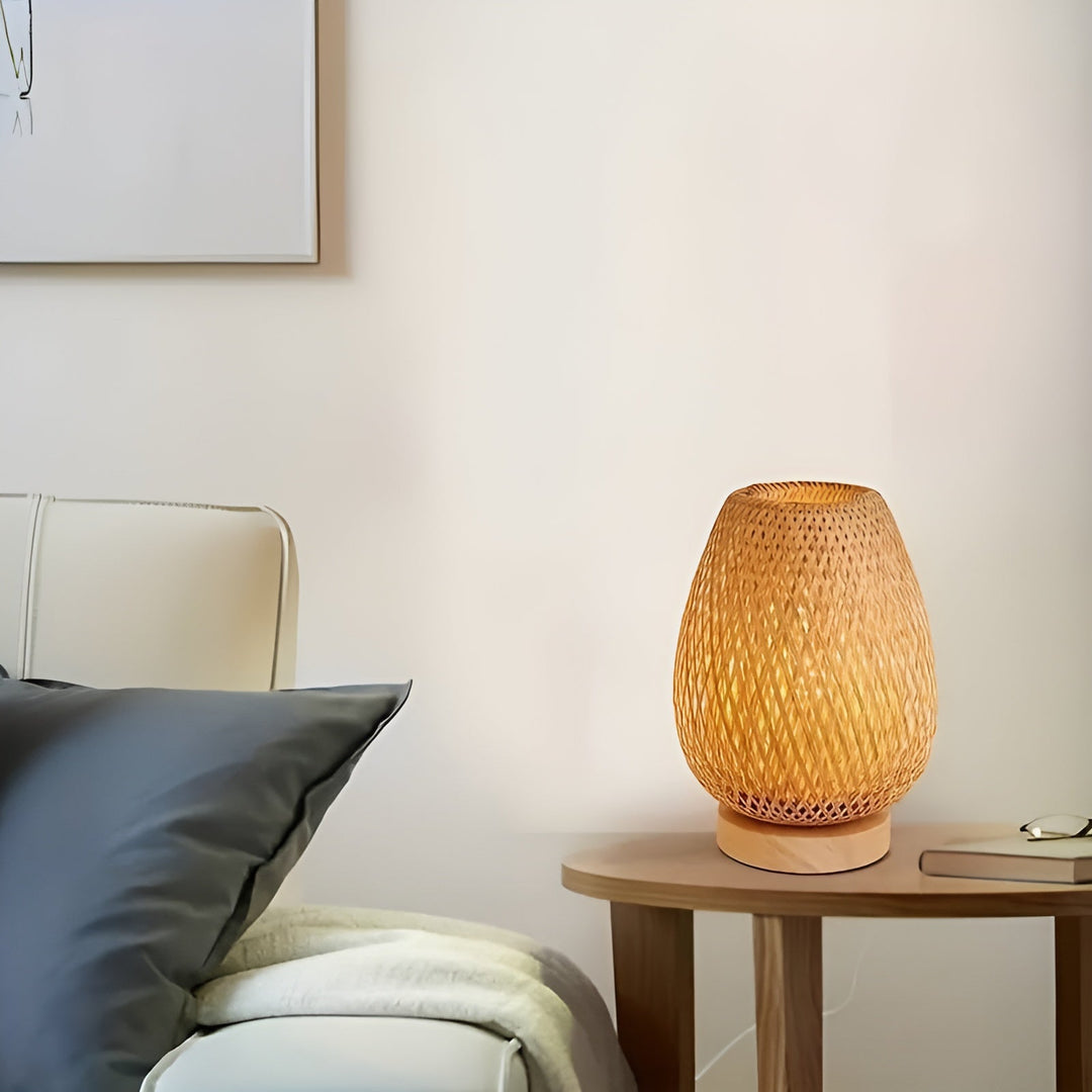 Luvikno | Stilig bambusbordlampe med USB-strøm - Bærekraftig og energieffektiv design