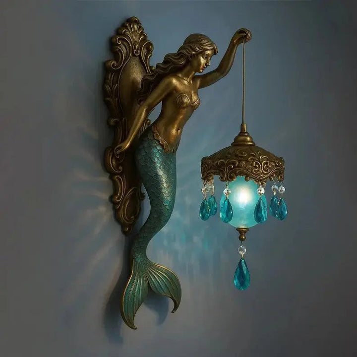 Luvikno | Elegant Baroque Havfrue Vegglampe – Kunstnerisk Maritim Vegglampe for Atmosfæriske Rom