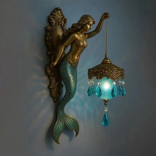 Luvikno | Elegant Baroque Havfrue Vegglampe – Kunstnerisk Maritim Vegglampe for Atmosfæriske Rom