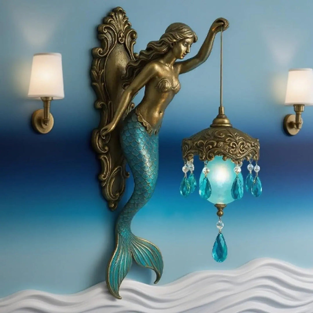 Luvikno | Elegant Baroque Havfrue Vegglampe – Kunstnerisk Maritim Vegglampe for Atmosfæriske Rom