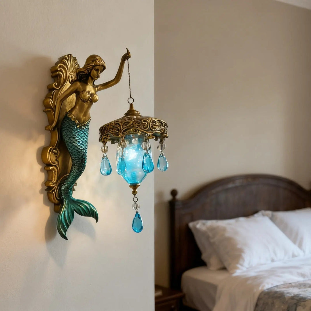Luvikno | Elegant Baroque Havfrue Vegglampe – Kunstnerisk Maritim Vegglampe for Atmosfæriske Rom