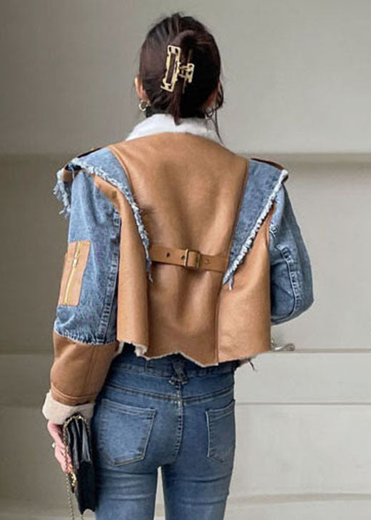 Luvik | Blå asymmetrisk denim-gang vinterjakke