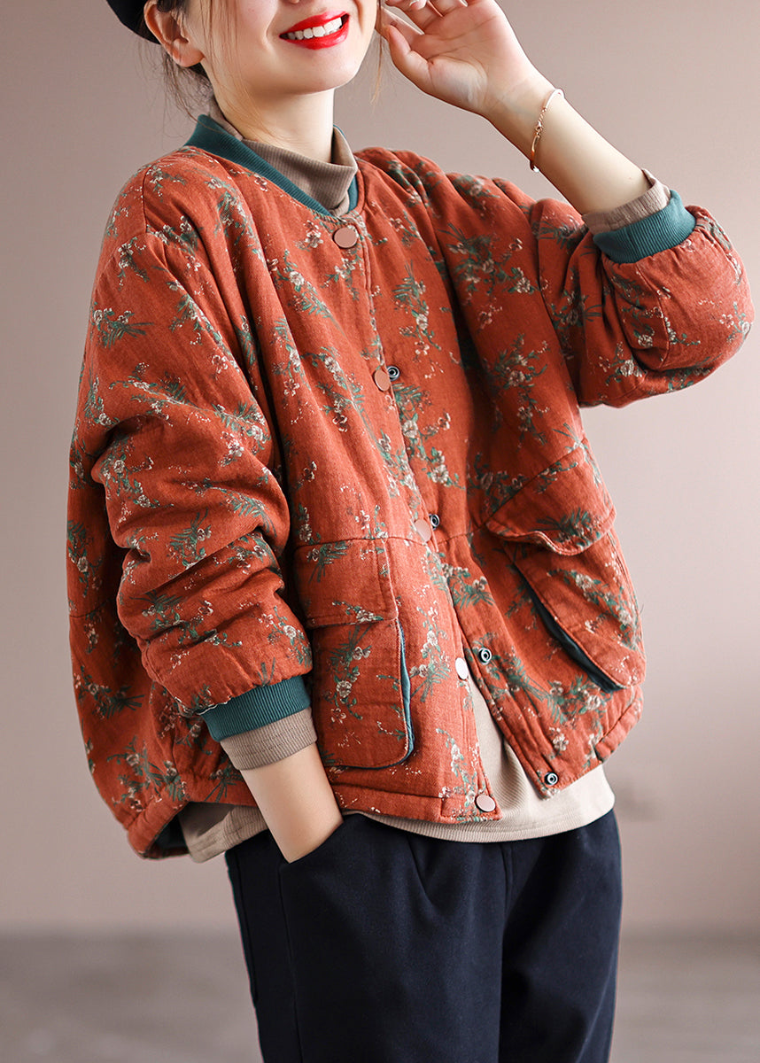 Luvik | Oranssi tilkkuvuori talvi takki ohut puuvilla täytetty