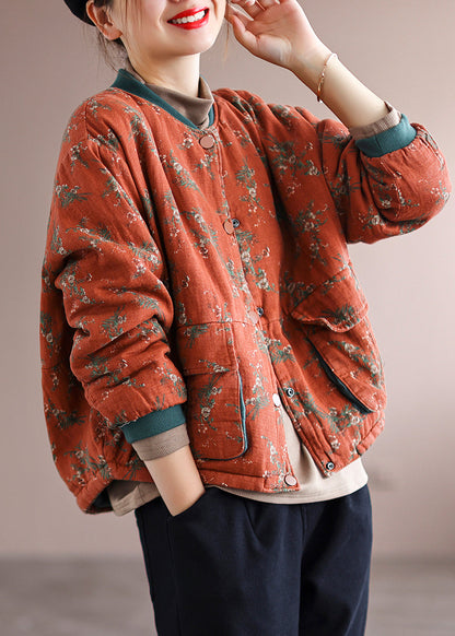 Luvik | Oranssi tilkkuvuori talvi takki ohut puuvilla täytetty