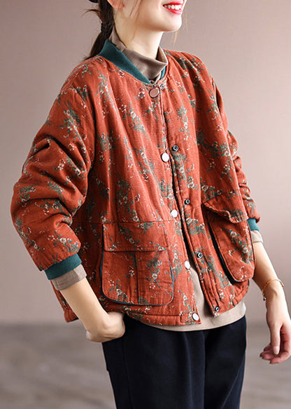 Luvik | Oranssi tilkkuvuori talvi takki ohut puuvilla täytetty