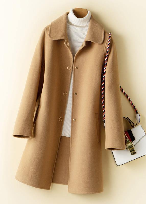 Luvik | beige tunika muoti kuvio suunnittelu Peter Pan kauluksella villakangastakit