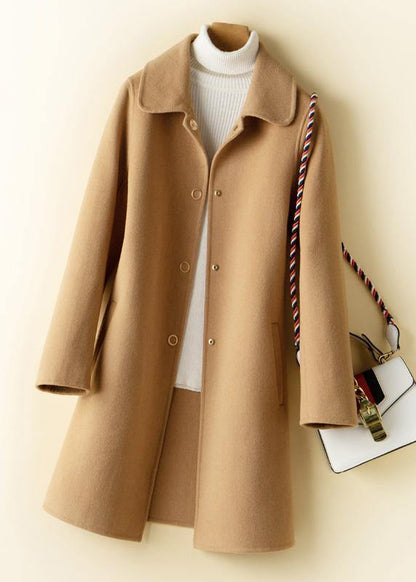 Luvik | beige tunika muoti kuvio suunnittelu Peter Pan kauluksella villakangastakit