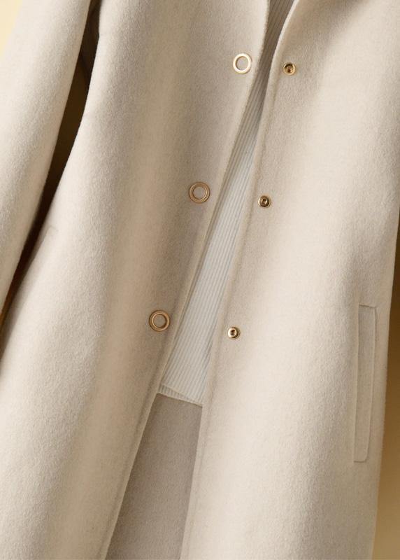 Luvik | beige tunika muoti kuvio suunnittelu Peter Pan kauluksella villakangastakit