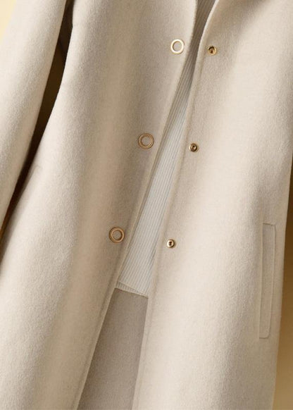 Luvik | beige tunika muoti kuvio suunnittelu Peter Pan kauluksella villakangastakit