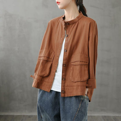 Luvik | suklaa Suuret Koot Naiset Suunnittelu Korkea Kaulus Takki