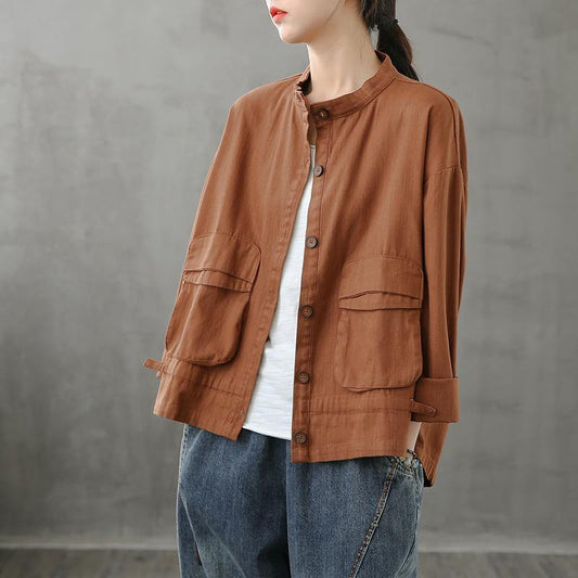 Luvik | suklaa Suuret Koot Naiset Suunnittelu Korkea Kaulus Takki